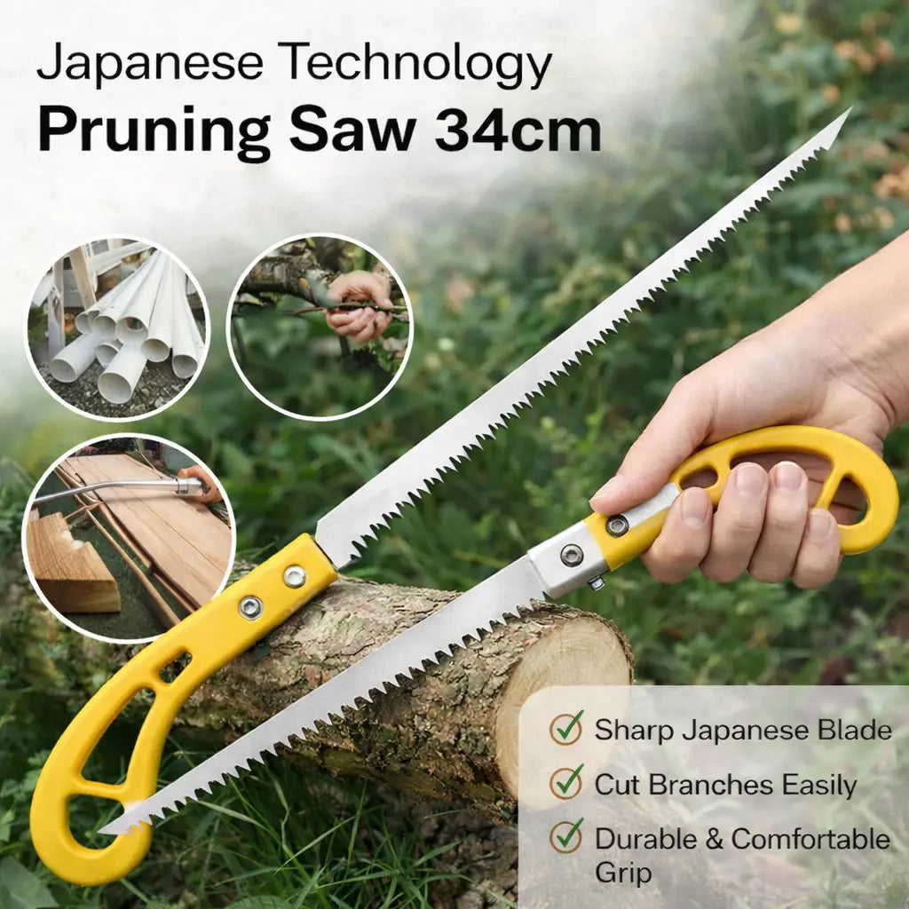 Japanese Technology Pruning Saw 34cm | High-Strength Manual Garden Hand Saw (1 Pc)