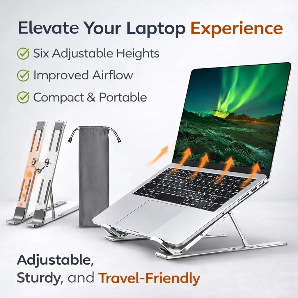 Metal Portable Laptop Stand With 7 Adjustable Angles (1 Pc)