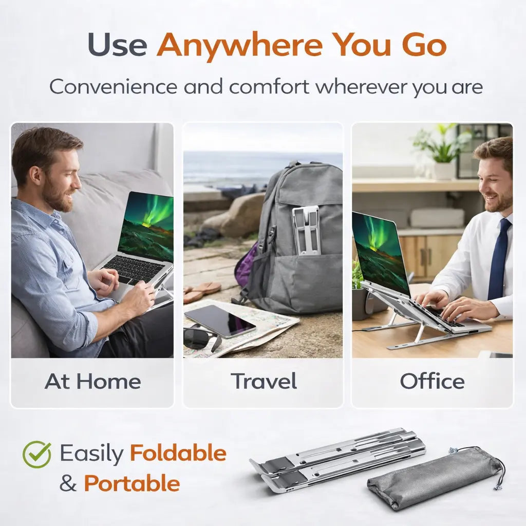 Metal Portable Laptop Stand With 7 Adjustable Angles (1 Pc)
