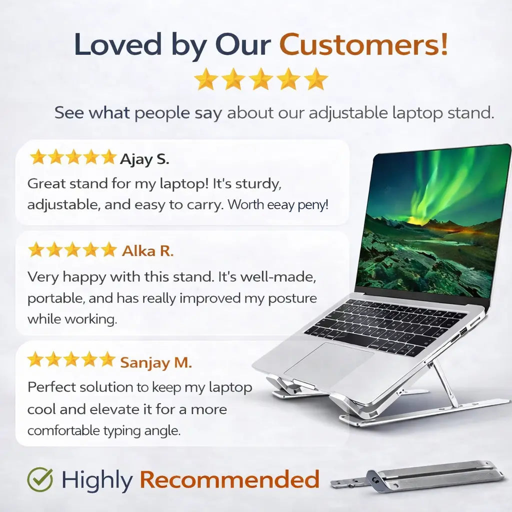 Metal Portable Laptop Stand With 7 Adjustable Angles (1 Pc)